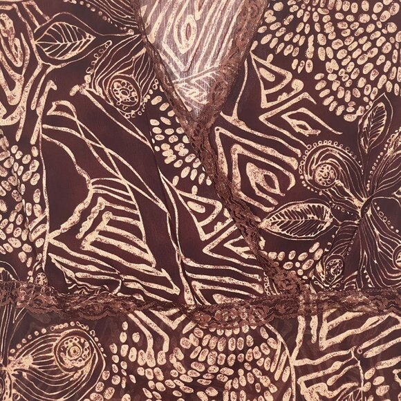 VTG Lane Bryant Womens Plus 26/28 Brown Floral Print Baby Doll Y2K Made in USA - Picture 6 of 15